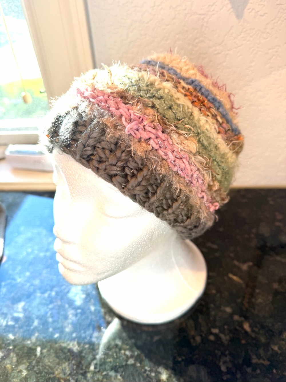 VTG Mudd Y2K Wool Blend Mixed Media Knit Beanie Hat. EUC.